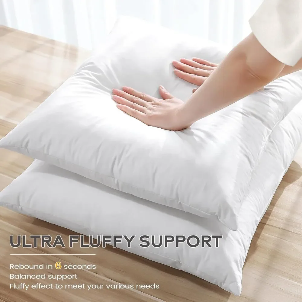 2 Down & Feather Throw Pillow Inserts 22x22, 100% Down-Proof Cotton Cover, White